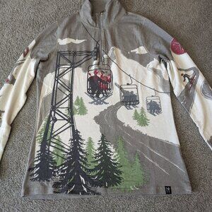 Neve ski sweater, Size Medium, Grey, green, red and tan